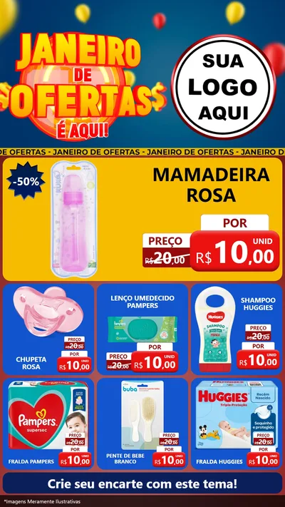 Modelo de Rede Social para Stories com o tema Janeiro de Ofertas É Aqui! para Bebês