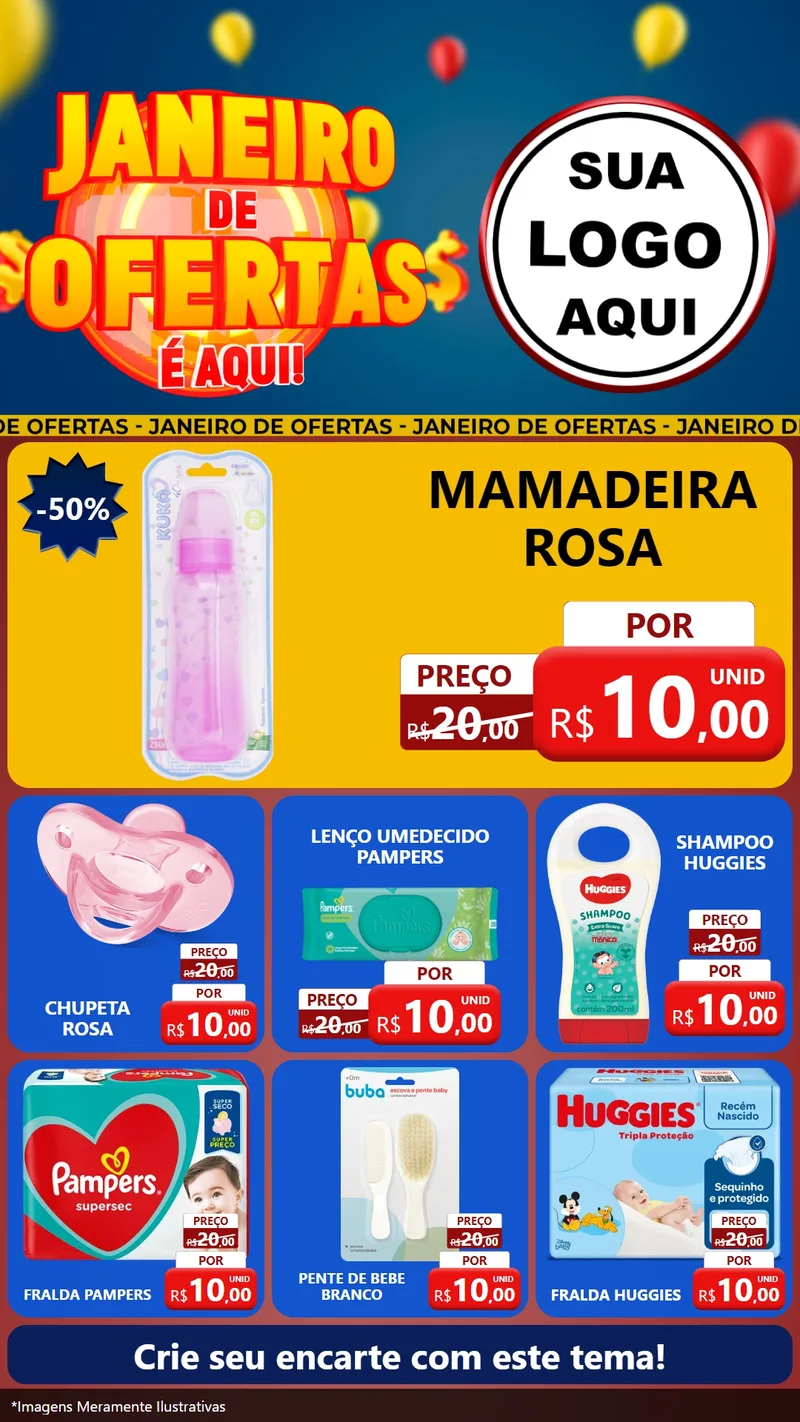 Modelo de Rede Social para Stories com o tema Janeiro de Ofertas É Aqui! para Bebês