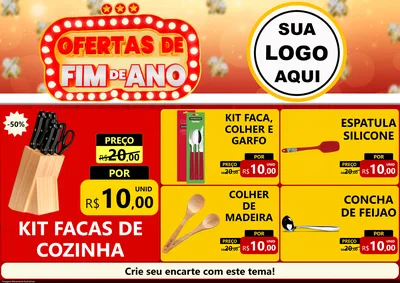 Modelo de Encarte para Encarte A4 Horizontal com o tema Ofertas de Fim de Ano para Utilidades Domésticas