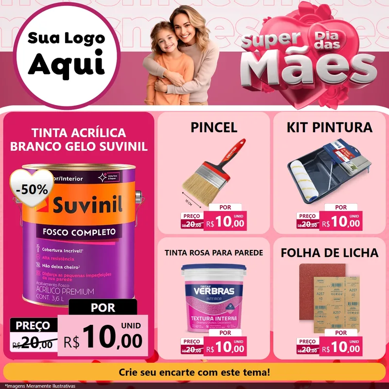 Modelo de Rede Social para Feed Facebook com o tema Super Dia Das Mães para Tintas e Ferramentas
