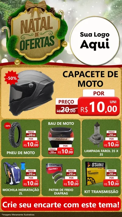 Modelo de Rede Social para Stories com o tema Ofertas de Natal para Moto peças