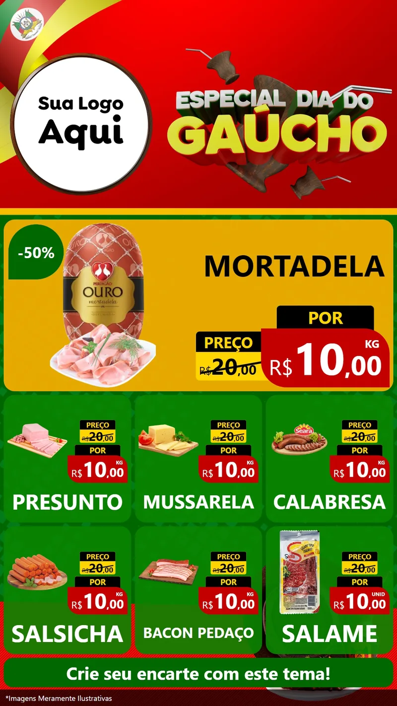 Modelo de Rede Social para Stories com o tema Especial Dia do Gaúcho para Frios e Laticínios