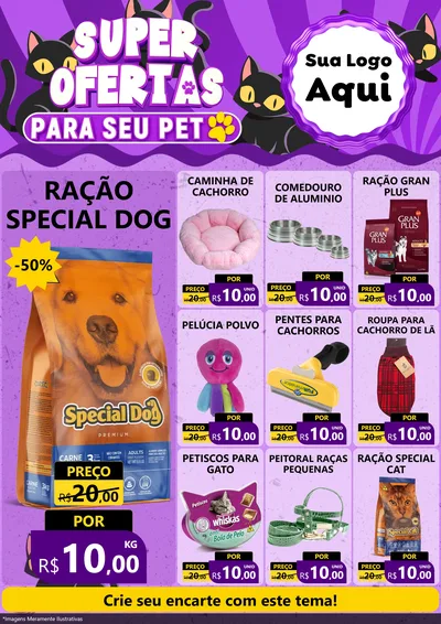 Modelo de Encarte para Encarte A4 Vertical com o tema Super Ofertas Para Seu Pet para Pet Shop