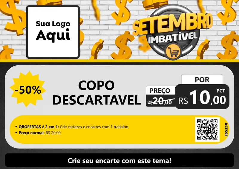 Modelo de Cartaz para Cartaz A4 Horizontal com o tema Setembro Imbatível para Embalagens