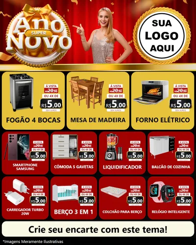 Modelo de Rede Social para Feed Instagram com o tema Super Ano Novo para Móveis e Eletro