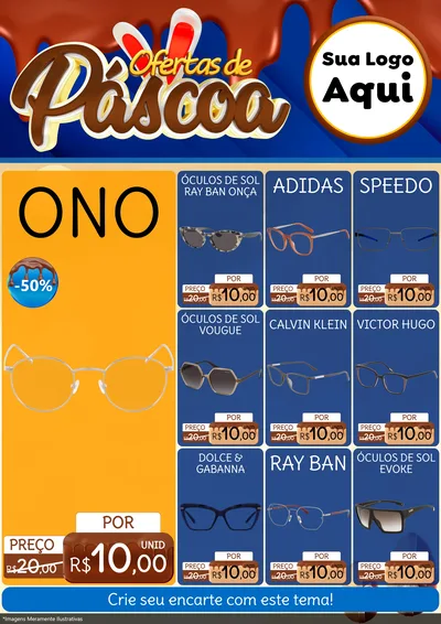 Modelo de Encarte para Encarte A4 Vertical com o tema Ofertas de Páscoa para Óticas