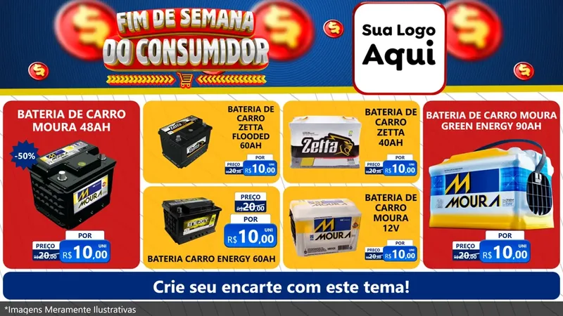 Modelo de TV para TV Horizontal com o tema Fim de Semana do Consumidor para Baterias Elétricas