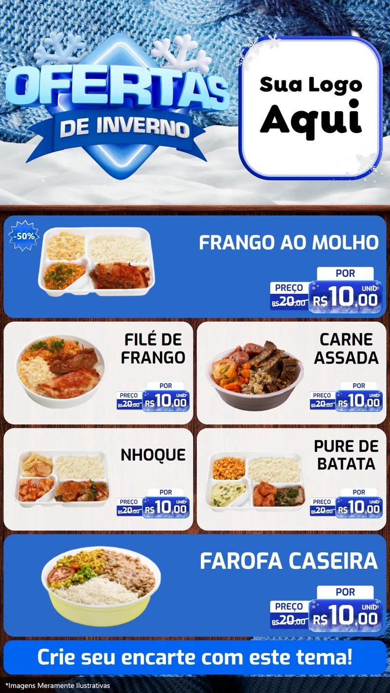 Modelo de TV para TV Vertical com o tema Ofertas de Inverno para Restaurante