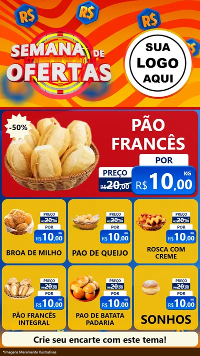 Modelo de Rede Social para Stories com o tema Semana de Ofertas para Padaria