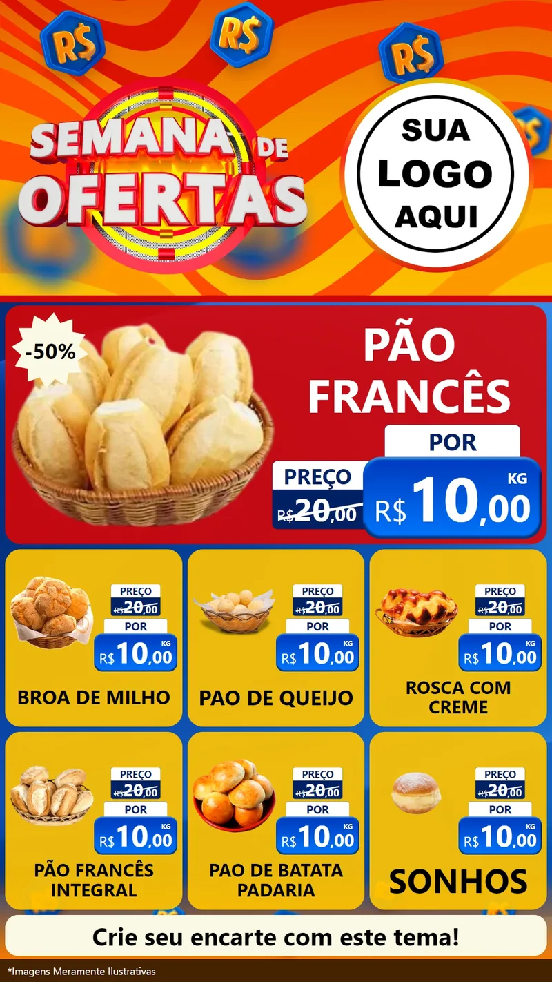 Modelo de Rede Social para Stories com o tema Semana de Ofertas para Padaria