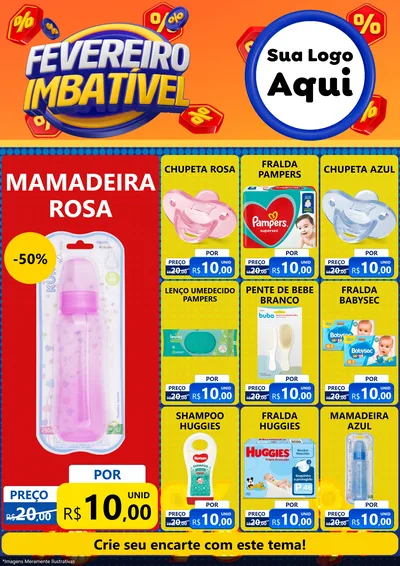 Modelo de Encarte para Encarte A4 Vertical com o tema Fevereiro Imbatível para Bebês