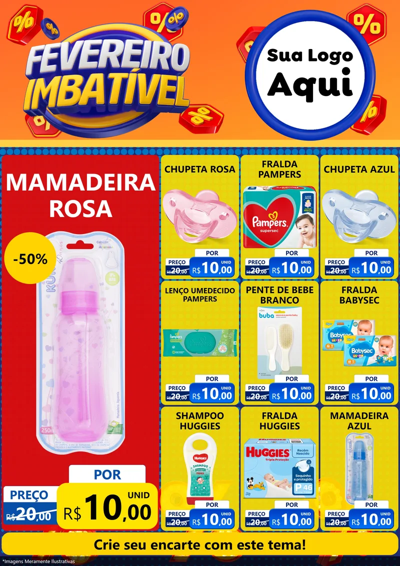Modelo de Encarte para Encarte A4 Vertical com o tema Fevereiro Imbatível para Bebês