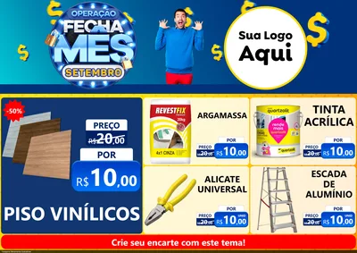 Modelo de Encarte para Encarte A4 Horizontal com o tema Operação Fecha Mês Setembro para Material para Construção