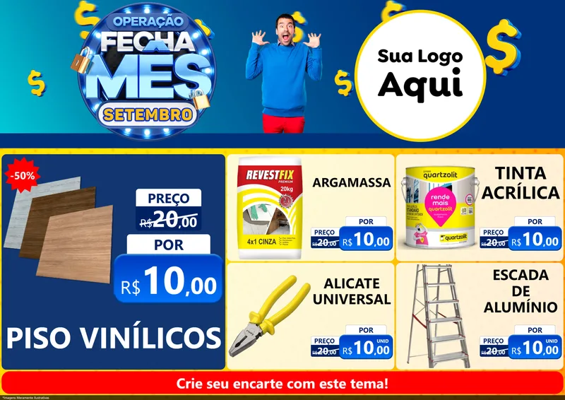 Modelo de Encarte para Encarte A4 Horizontal com o tema Operação Fecha Mês Setembro para Material para Construção