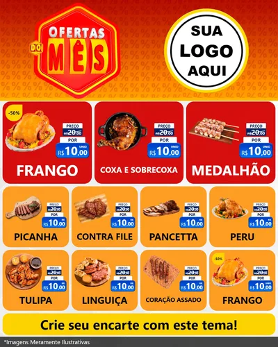 Modelo de Rede Social para Feed Instagram com o tema Ofertas do Mês para Assados
