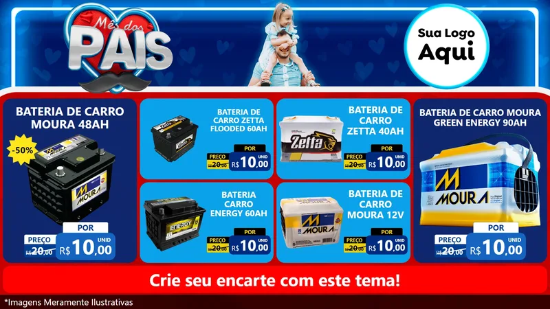 Modelo de TV para TV Horizontal com o tema Mês Dos Pais para Baterias Elétricas