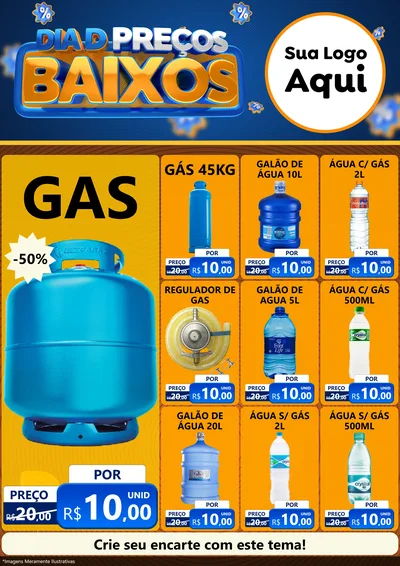 Modelo de Encarte para Encarte A4 Vertical com o tema Dia D Preço Baixo para Água e gás