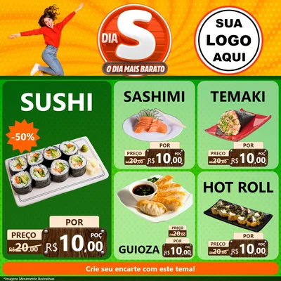Modelo de Rede Social para Feed Facebook com o tema Dia S - O Dia Mais Barato para Comida japonesa