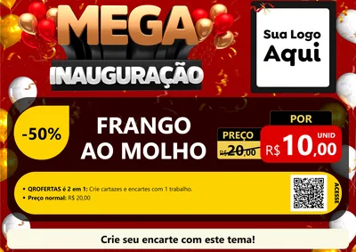 Modelo de Cartaz para Cartaz A4 Horizontal com o tema Mega Inauguração para Restaurante