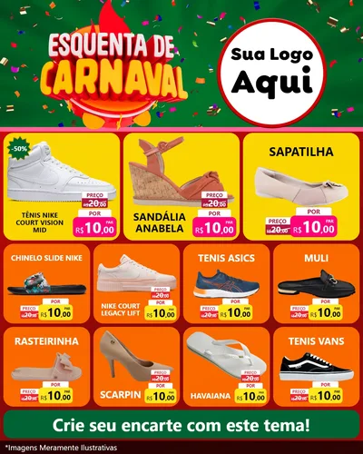 Modelo de Rede Social para Feed Instagram com o tema Esquenta de Carnaval para Calçados