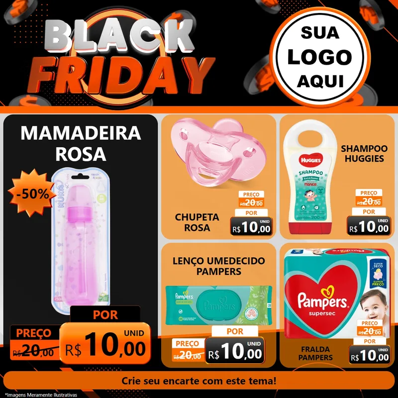 Modelo de Rede Social para Feed Facebook com o tema Black Friday para Bebês