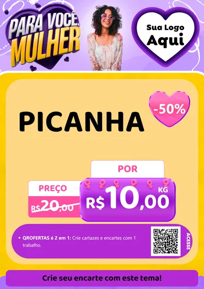 Modelo de Cartaz para Cartaz A4 Vertical com o tema Para Você, Mulher para Açougue