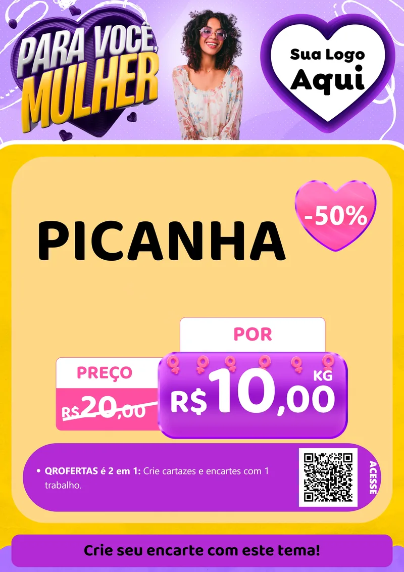 Modelo de Cartaz para Cartaz A4 Vertical com o tema Para Você, Mulher para Açougue
