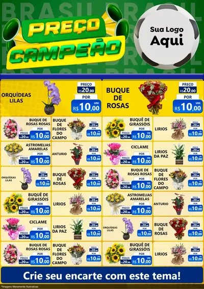 Modelo de Encarte para Encarte A4 Vertical com o tema Preço Campeão - Copa para Floricultura e jardim