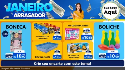 Modelo de TV para TV Horizontal com o tema Janeiro Arrasador para Brinquedos