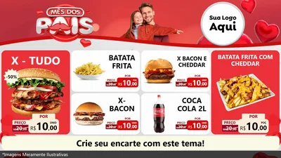 Modelo de TV para TV Horizontal com o tema Mês dos Pais para Hamburgueria