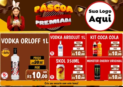Modelo de Encarte para Encarte A4 Horizontal com o tema Páscoa Premiada para Distribuidora de bebidas