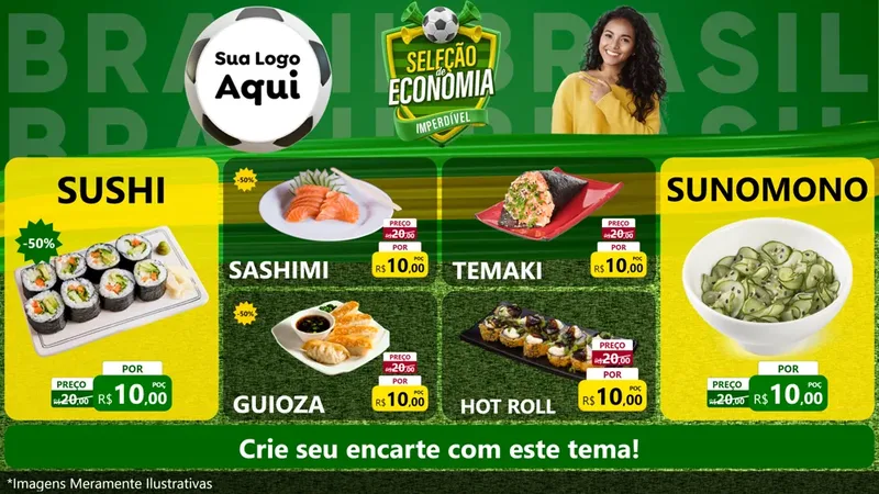 Modelo de TV para TV Horizontal com o tema Seleção de Economia - Copa para Comida japonesa