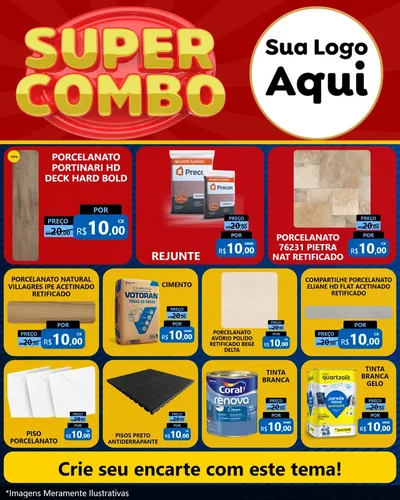 Modelo de Rede Social para Feed Instagram com o tema Super Combo para Pisos e revestimentos