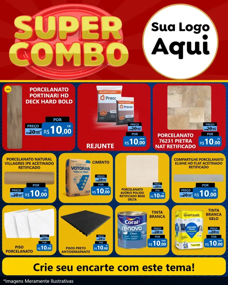 Modelo de Rede Social para Feed Instagram com o tema Super Combo para Pisos e revestimentos