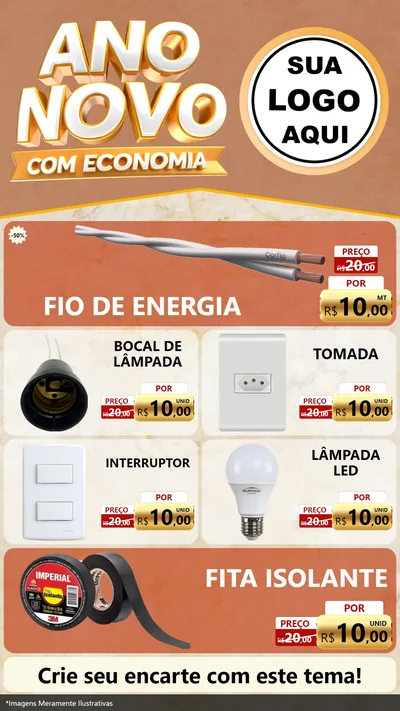 Modelo de TV para TV Vertical com o tema Ano Novo Com Economia para Materiais Elétricos