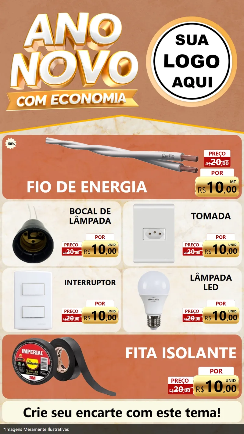 Modelo de TV para TV Vertical com o tema Ano Novo Com Economia para Materiais Elétricos