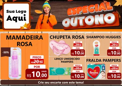 Modelo de Encarte para Encarte A4 Horizontal com o tema Especial Outono para Bebês