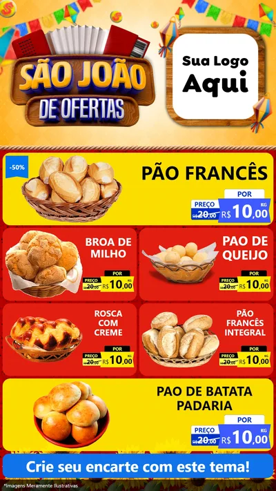 Modelo de TV para TV Vertical com o tema São João de Ofertas para Padaria