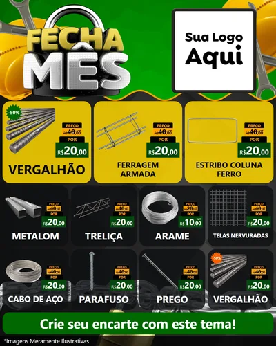 Modelo de Rede Social para Feed Instagram com o tema Fecha Mês para Ferragens