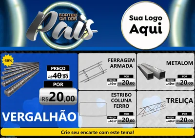 Modelo de Encarte para Encarte A4 Horizontal com o tema Sorteio Dia Dos Pais para Ferragens