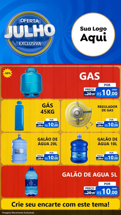 Modelo de TV para TV Vertical com o tema Oferta Exclusiva, Julho para Água e gás