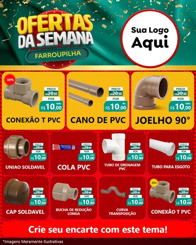 Modelo de Rede Social para Feed Instagram com o tema Ofertas da Semana Farroupilha para Tubos e conexões