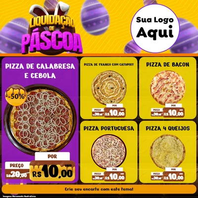 Modelo de Rede Social para Feed Facebook com o tema Liquidação de Páscoa para Pizzaria
