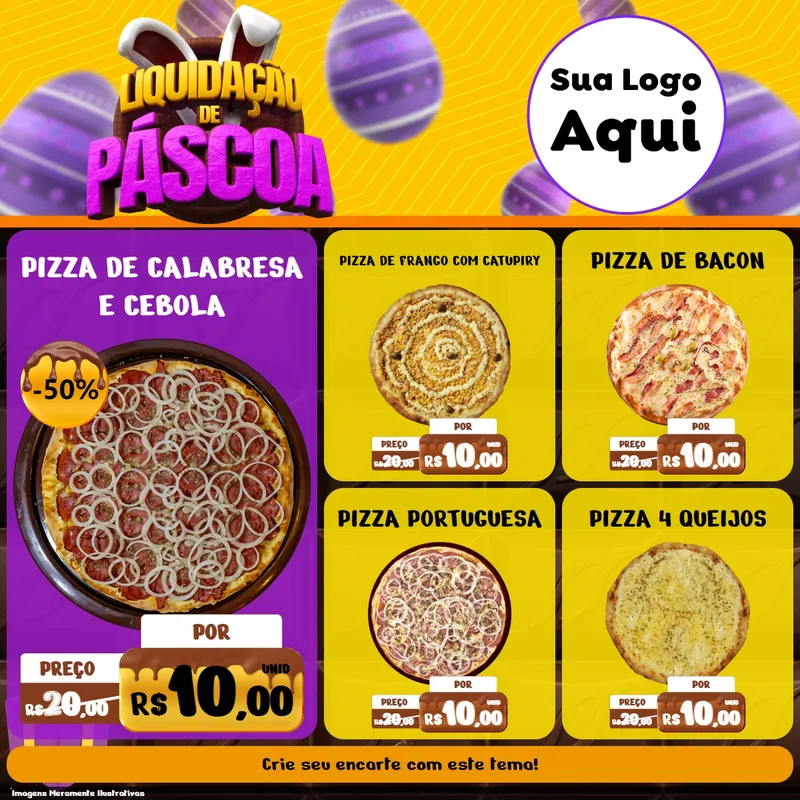 Modelo de Rede Social para Feed Facebook com o tema Liquidação de Páscoa para Pizzaria