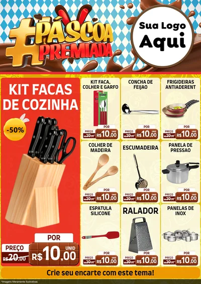 Modelo de Encarte para Encarte A4 Vertical com o tema Páscoa Premiada para Utilidades Domésticas