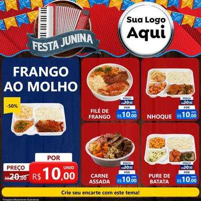 Modelo de Rede Social para Feed Facebook com o tema Festa Junina para Restaurante
