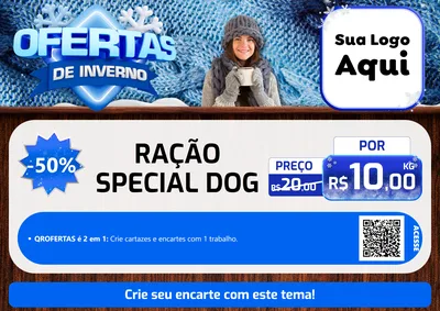 Modelo de Cartaz para Cartaz A4 Horizontal com o tema Ofertas de Inverno para Pet Shop