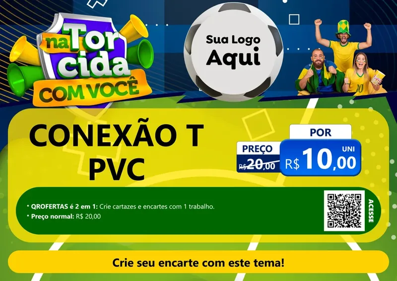 Modelo de Cartaz para Cartaz A4 Horizontal com o tema Na Torcida Com Você - Copa para Tubos e conexões