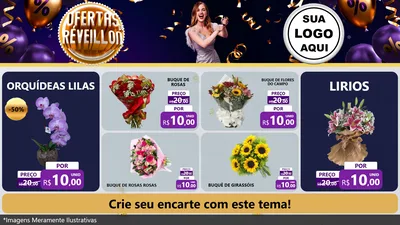 Modelo de TV para TV Horizontal com o tema Ofertas de Réveillon para Floricultura e jardim