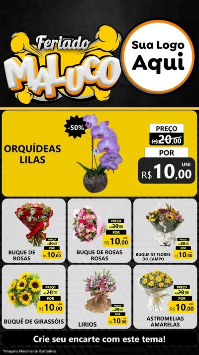 Modelo de Rede Social para Stories com o tema Feriado Maluco para Floricultura e jardim